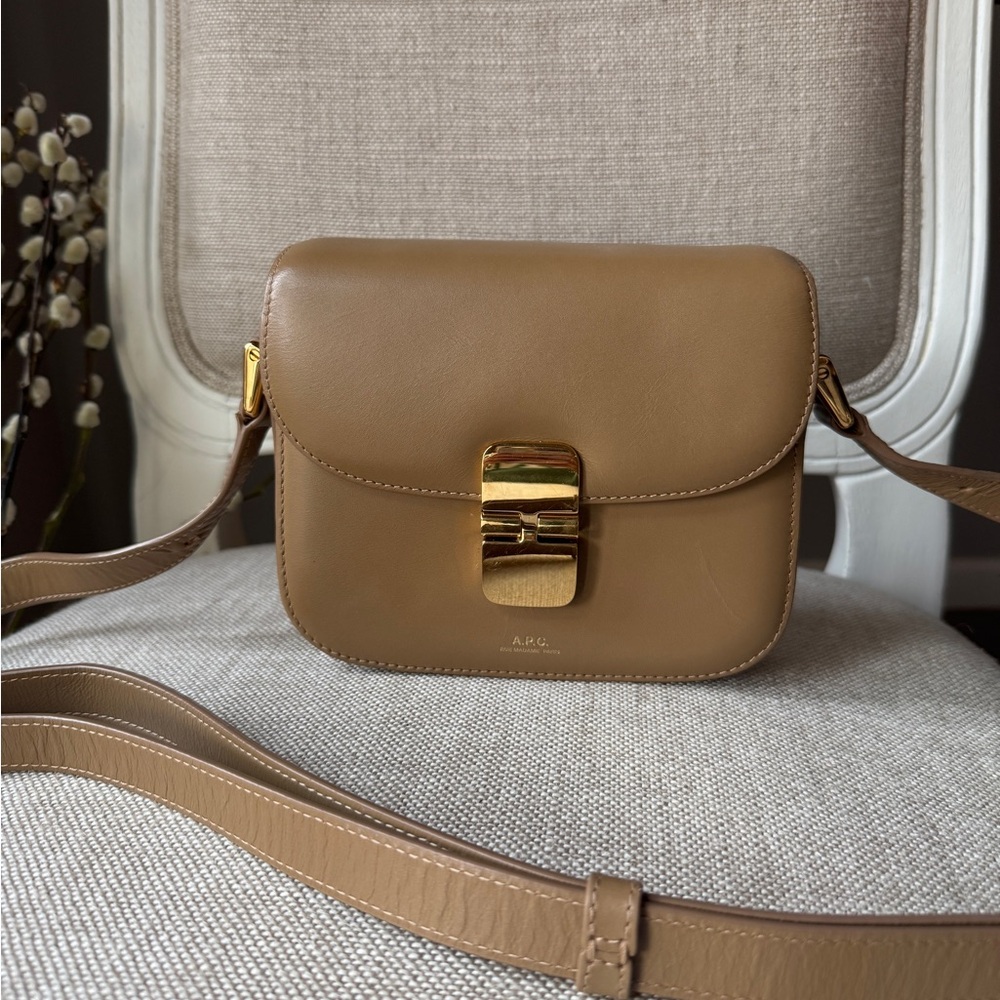 A.P.C. Grace Mini Tan Leather Crossbody Bag